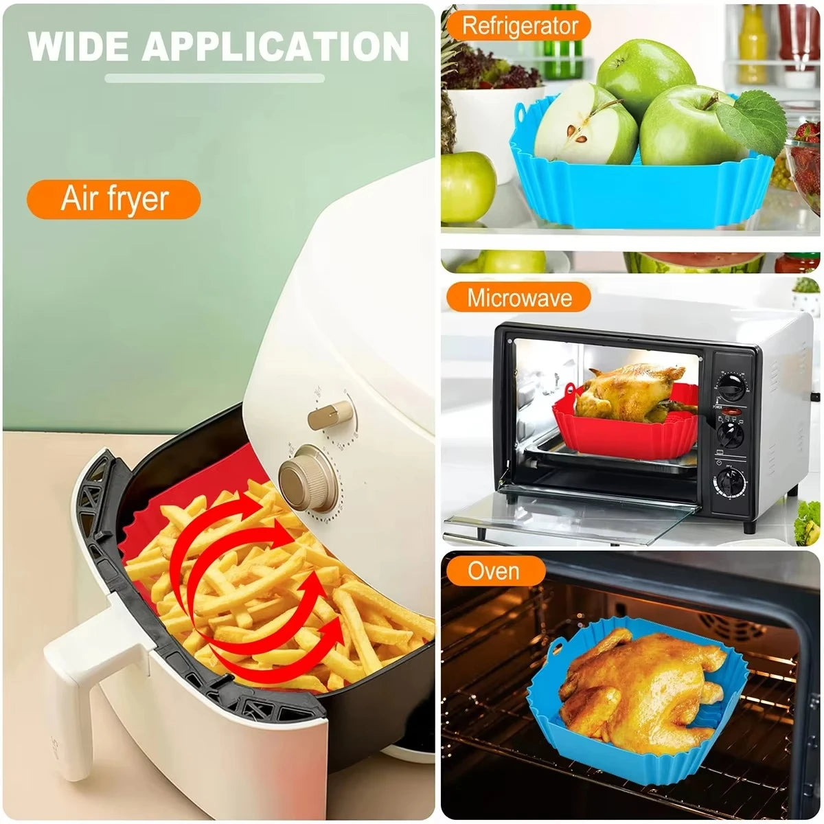 Silicone Air Fryer Liner – Reusable Non-Stick Basket & BBQ Tray